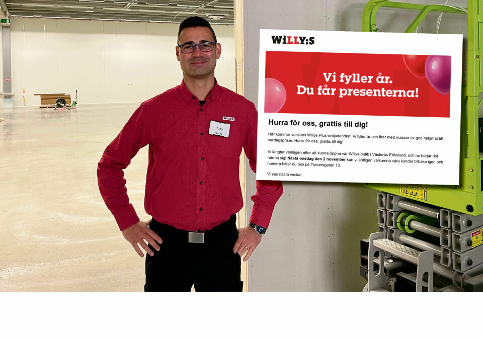 Tony Juhlin i det som ska bli den nya Willys-butiken på Erikslund.