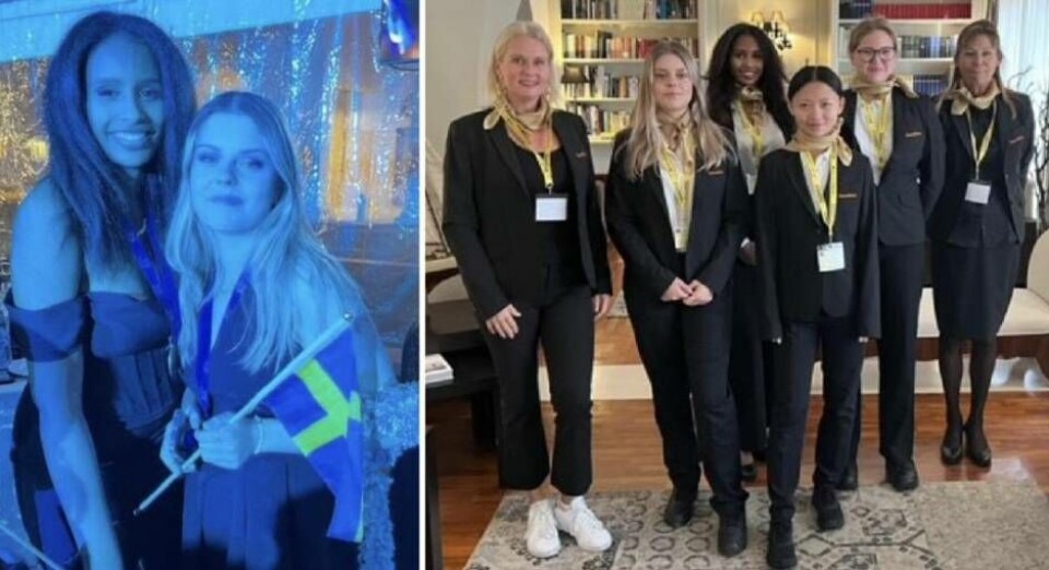 Medaljörerna Maryam Suleiman och Fanny Hultgren – till höger hela gänget från Tranellska som var på plats i Italien för den internationella tävlingen. Foto: Tranellska gymnasiet Medaljörerna Maryam Suleiman och Fanny Hultgren – till höger hela gänget från Tranellska som var på plats i Italien för den internationella tävlingen. Foto: Tranellska gymnasiet