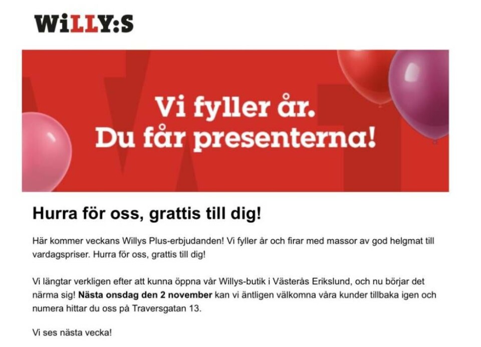 Utskicket till kunderna som gick ut under måndagen. Utskicket till kunderna som gick ut under måndagen.