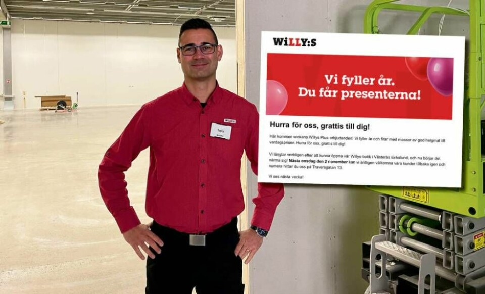 Tony Juhlin i det som ska bli den nya Willys-butiken på Erikslund.