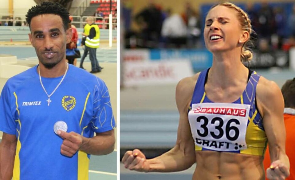 Västeråsmedaljörerna. Efrem Brhane och Malin Marmbrandt sprang och hoppade hem två silvermedaljer till Västerås Friidrott vid inne-SM i Växjö. Foto: VFK
