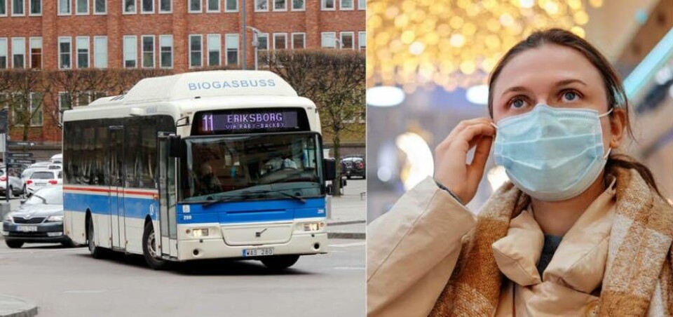 Från och med torsdag morgon rekommenderas munskydd i kollektivtrafiken under rusningstider.