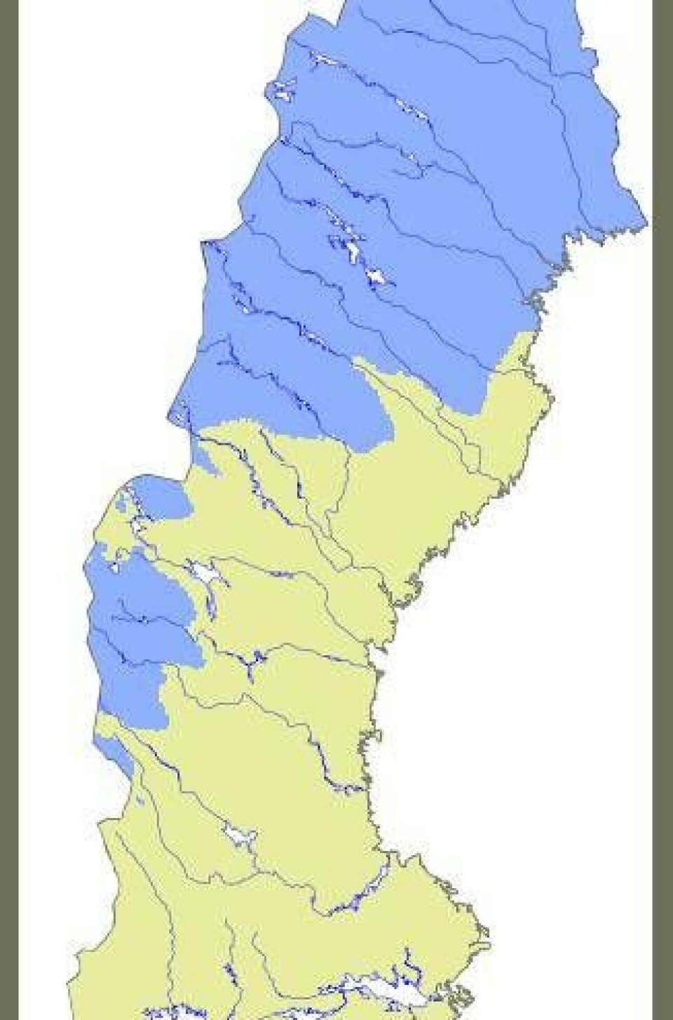 Årstidskartan från SMHI. Under tisdagen var det vårtemperaturer långt upp i landet. Längst upp i norr dominerar vintern. Foto: SMHI