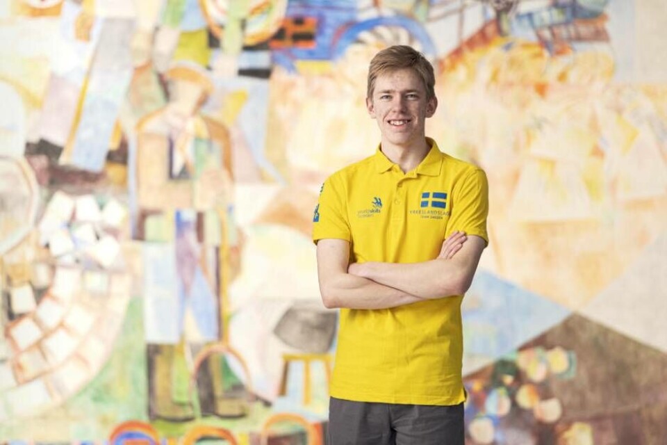 Rasmus Risberg i svenska landslagströjan inför yrkes-VM. Foto: Viktor Fremling Rasmus Risberg i svenska landslagströjan inför yrkes-VM. Foto: Viktor Fremling