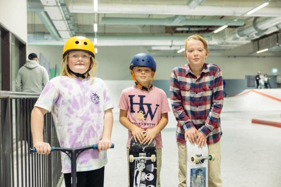 Trivs på skatebanan. Juni, Marvin och Max hade kul i Västerås skate och parkourhall under höstlovet. Foto: Avig Kazanjian