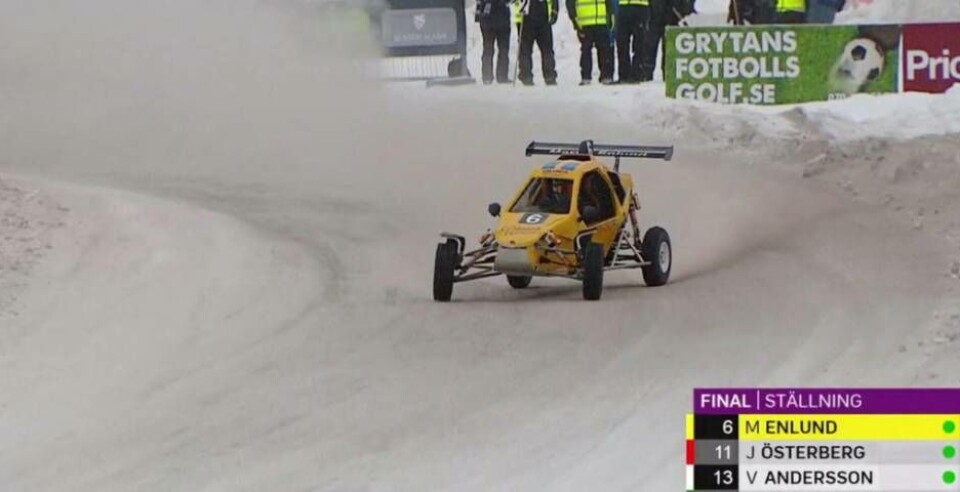 Så här såg det ut när Martin Enlund – som yngst i startfältet – tog hem guldet i crosskart under SM-veckan i Sundsvall för ganska precis ett år sedan. Foto: SVT