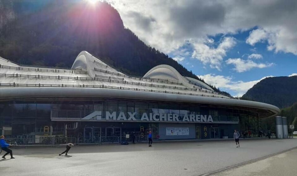 Här, i Max Aicher Arena i tyska Inzell, satte Nils van der Poel sin världstid i helgen. Foto: Johan Röjler