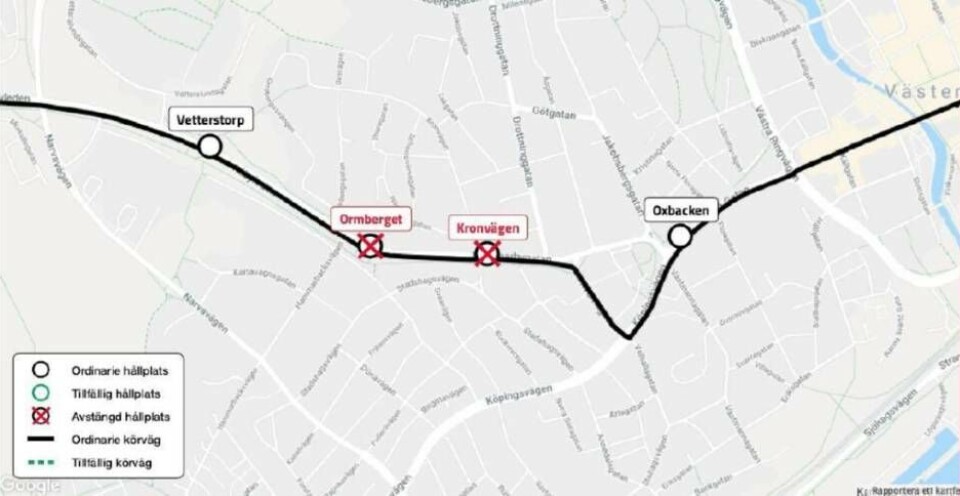 Vattenläcka stänger busshållplatser