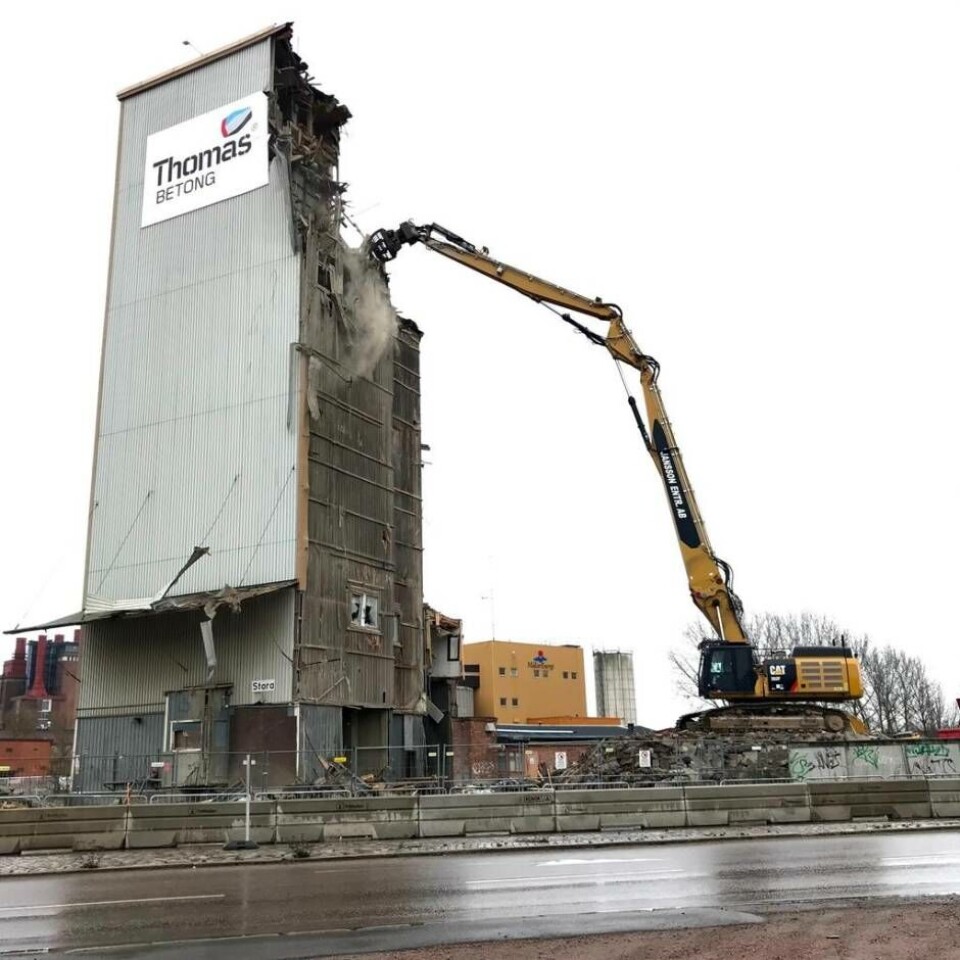 Nu börjar rivningen av Thomas Betong. Foto: Västerås stad
