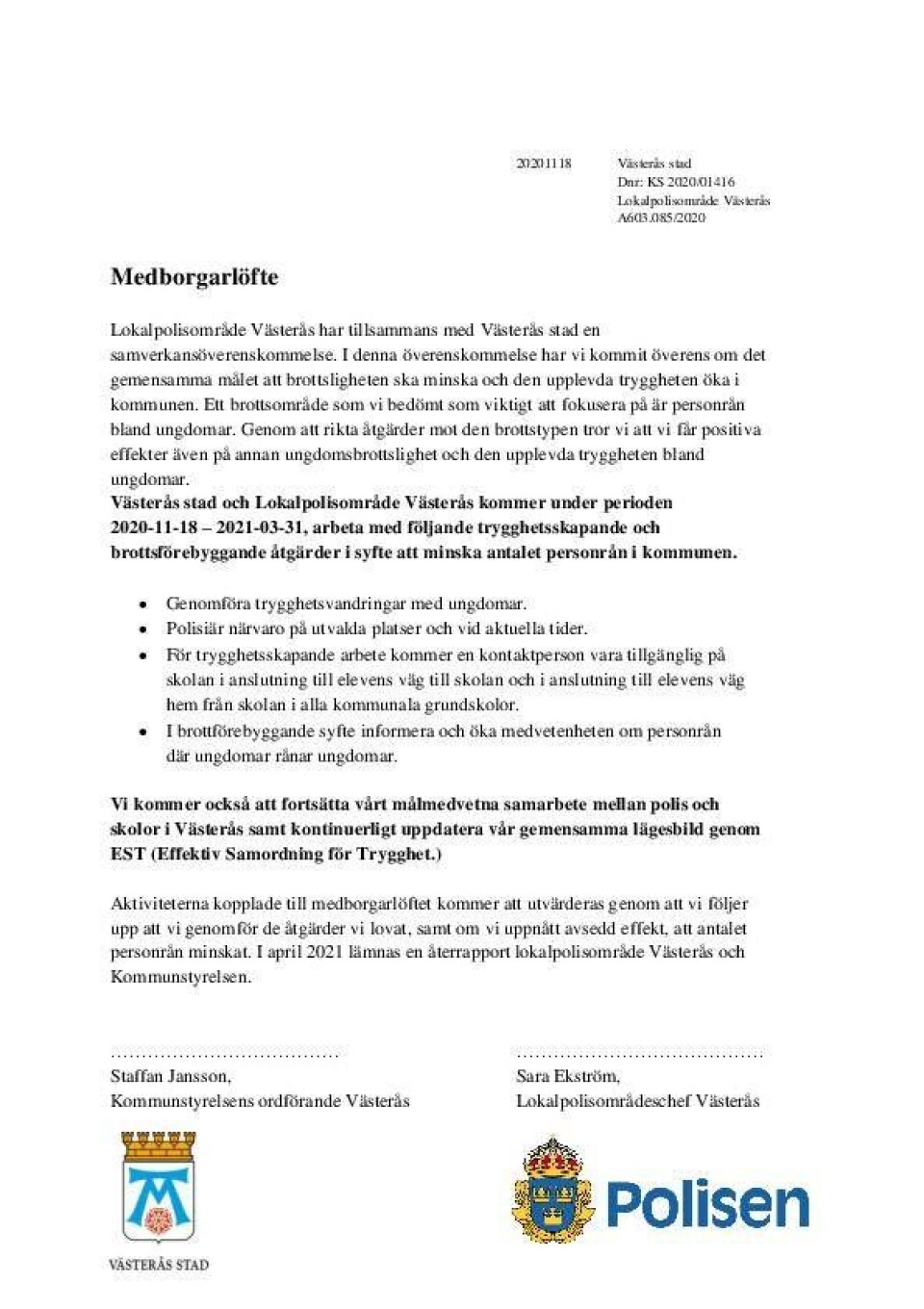 Löftet till medborgarna: Ska ta extra krafttag mot personrån
