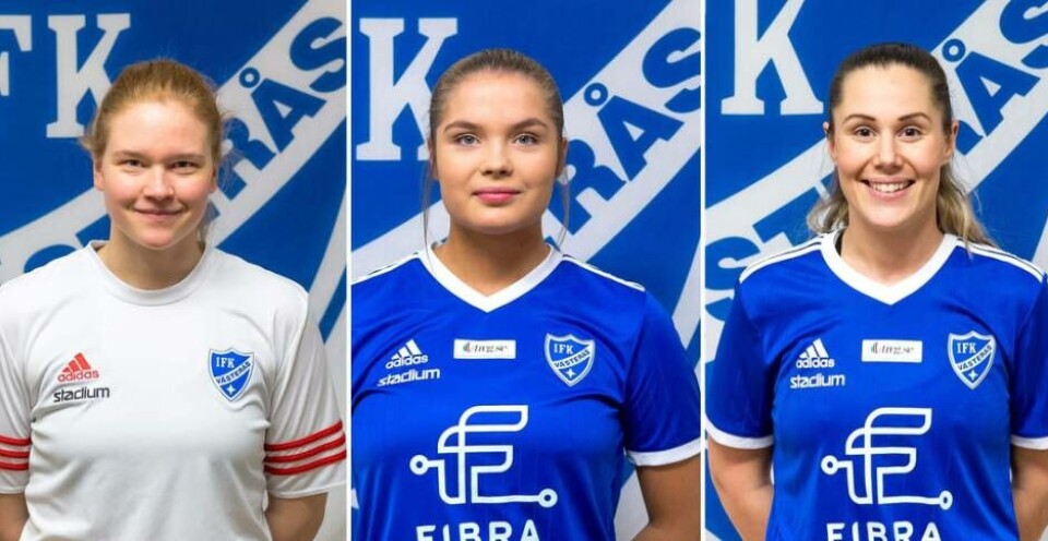 Trio förstärker blåvitt. Jonna Böckert, målvakt, Kajsa Hall Wistling, forward, och mittbacken Sara Andreasson förstärker IFK Västerås. Foto: Lars Stegnell