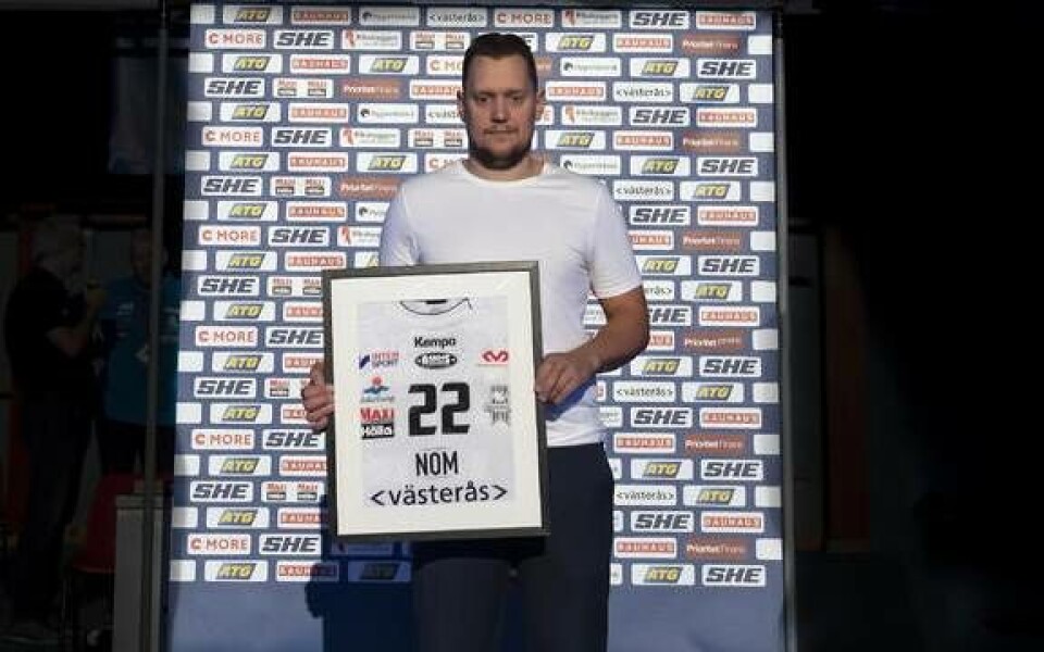 Daniel ”Zacke” Zachrisson under hyllningsceremonin i Västerås Arena i helgen. Foto: Stefan Borg