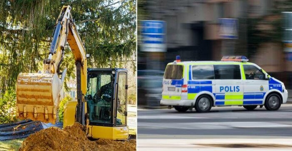 Polisen lyckades både hitta den stulna grävmaskinen och gripa den misstänkta tjuven.
