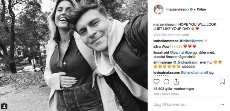Maja Nilssons Instagramkonto.