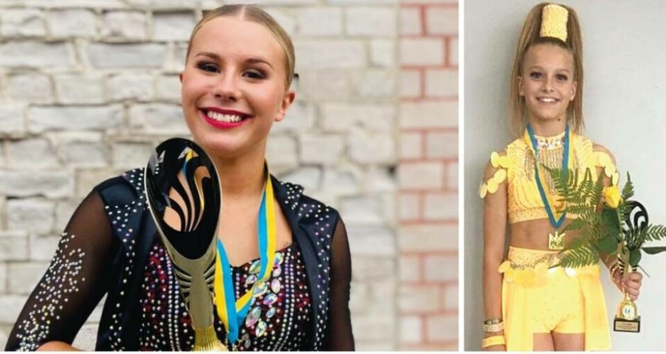 Guldtjejer. Alice Sjöström, Västrås Danscenter, och Freja Damm, Dansverkstan, hade ett minst sagt framgångsrikt SM och tog sammanlagt åtta guld och ett silver. Foto: Håkan Sjöström och Dansverkstan