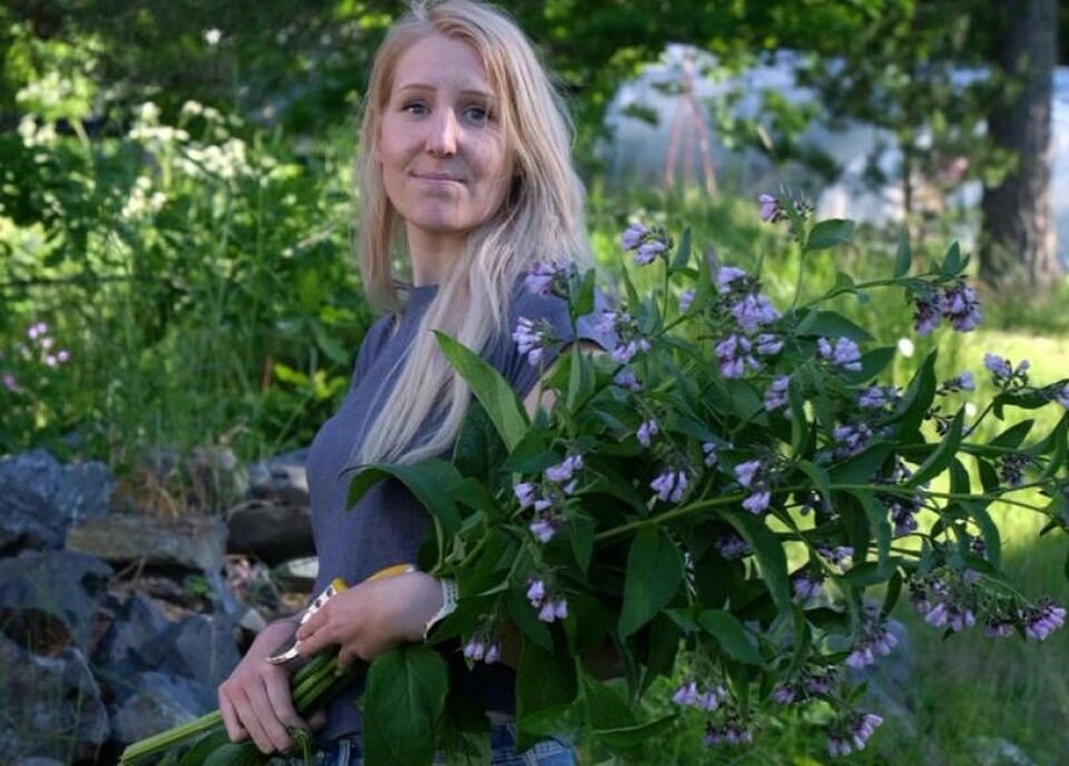 Västeråsaren Cajsa Johansson är en skicklig och högst miljömedveten blomsterbindare. Foto: Maria Dellham