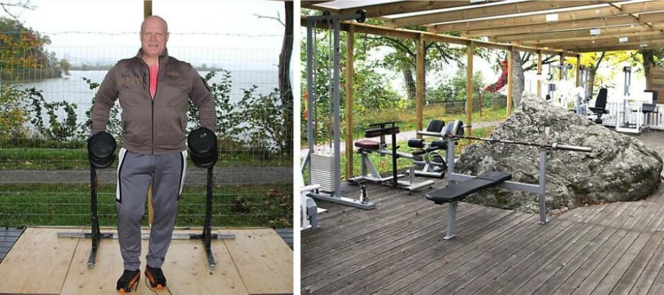 Kaj Vesterholm har öppnat ett gym på Lövudden bakom hotellet där det finns möjligheter att träna ute året om. ”Lite festligt att gå ut och köra ett pass på julafton”, säger han. Foto: Jonas Bergkvist