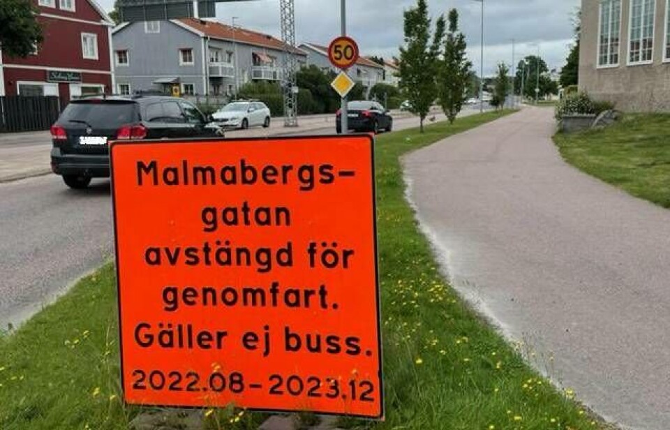 Omfattande ledningsarbete. Genomfartstrafiken på Malmabergsgatan stängs av från och med söndag 7 augusti. Foto: Jonas Bergkvist