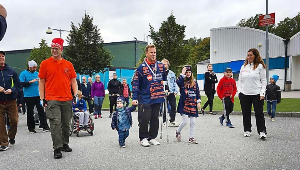Mathias 'Bissen' Larsson under en 'Bissen Brainwalk' i Västerås. Foto: FRIDA HELDEMAR