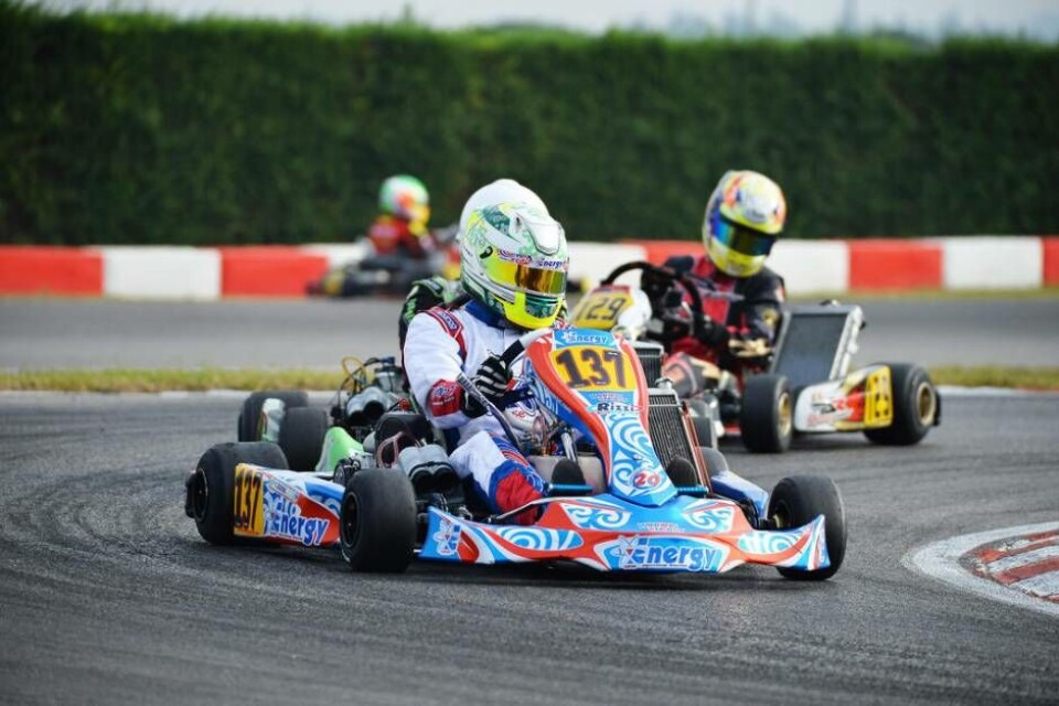 Emil Skärås i full aktion i sin KZ2-kart. Foto: Energy Corse
