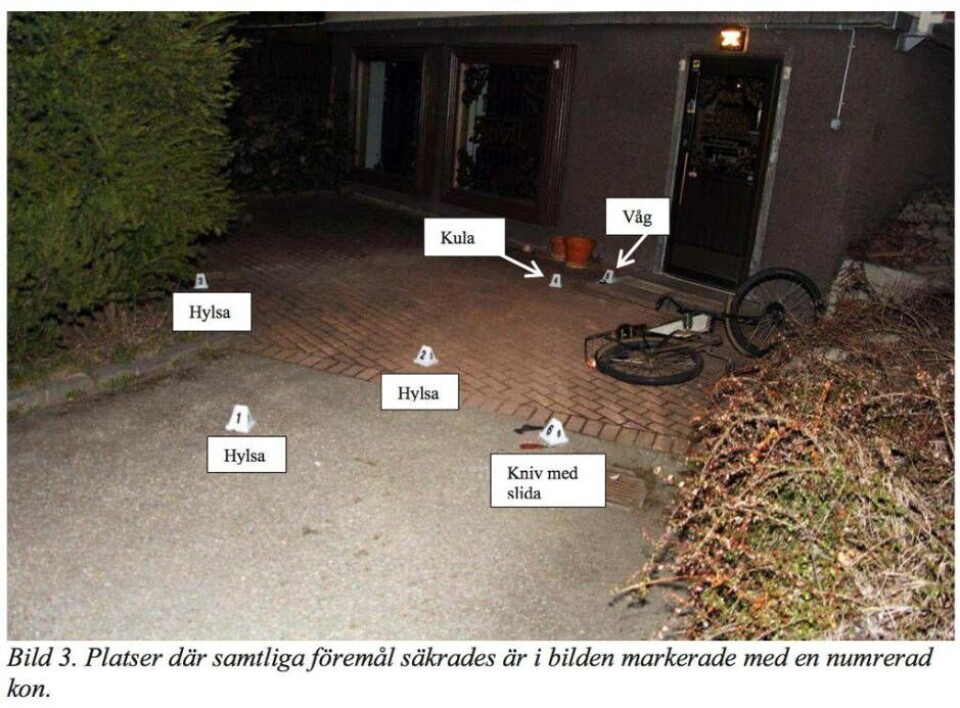 BROTTSPLATS. Bild från polisens förundersökning. Foto: POLISEN