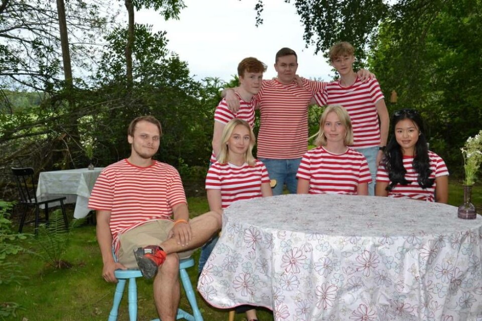 Sommarpersonalen. Stående: Oscar Ljunggren, Adam Djupman och Lucas Ahlström. Sittande: Pontus Sundström, Nellie Steiner, Ellen Gustafsson och Kanokwan 'Kanne' Reanpim. Foto: Helena Andersson