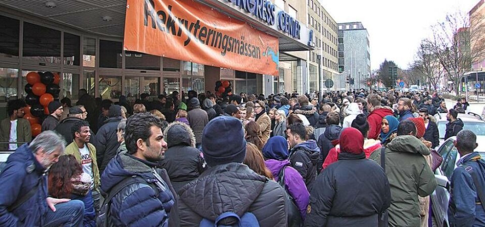 MÅNGA BESÖKARE. Rekryteringsmässan 2017 var välbesökt. Uppskattningsvis var 10 000 personer på plats. Foto: Sandra Fonnisson