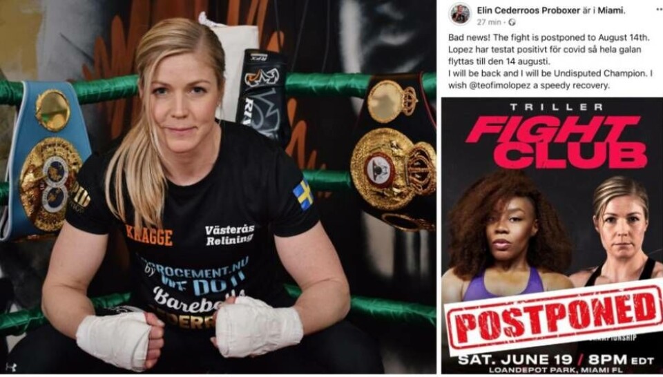 Elin Cederroos får vänta till 14 augusti med att gå sin match om fyra världsmästarbälten. Detta då herrvärldsmästaren Teófimo Lopez, som skulle boxats på samma gala, testat positivt för covid-19. Foto: Karl-Henrik Grön