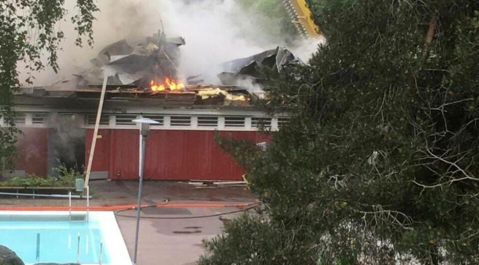 Fredriksbergsbadet totalförstördes i en brand i juni 2017. Foto: Jonas Edberg