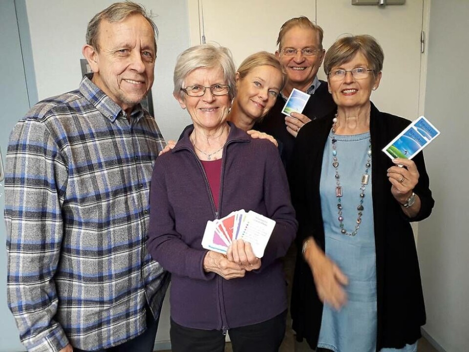 Redo för samtal. Sven-Erik Henriksson, samtalsledare, Leena Eklund, samtalsledare, Lena Bergquist, projektledare, Hans Dahlman, samtalsledare och BrittMari Ligne Carlsson, samtalsledare. Foto: Lena Olofsson/Studieförbundet Vuxenskolan