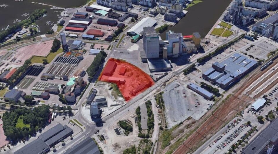 Den aktuella fastigheten markerad med rött. Foto: Google