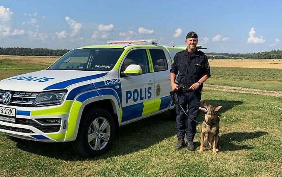 Försvarsmaktens Mendi. Kommer jobba som patrullhund. Foto: Polisen×1 / 5Visa bildtextBild 1 av 5