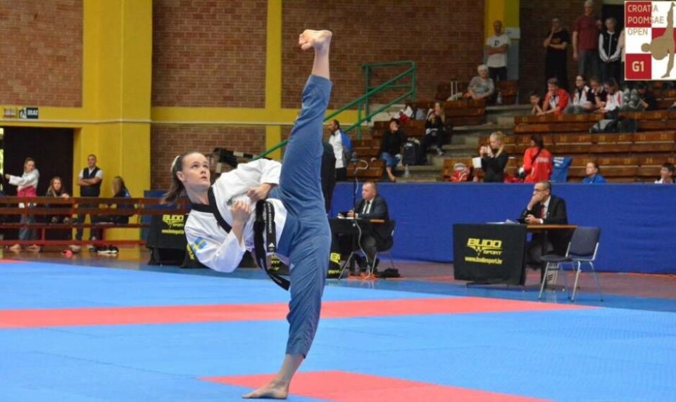 Alicia Brännback under ett av sina mönster under Croatian Open där hon till slut föll med minsta möjliga marginal i semfinalen. Foto: Digital Sport Network