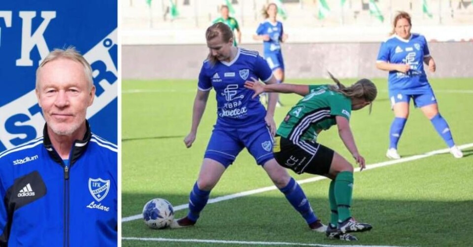 Kristian Mangs och hans IFK Västerås siktar på en mittenplacering i damettan. Här bild från den enda träningsmatchen inför lördagens seriepremiär, 3–3-matchen mot Enköping i tisdags. Foto: Lars Stegnell och Lasse Hagman