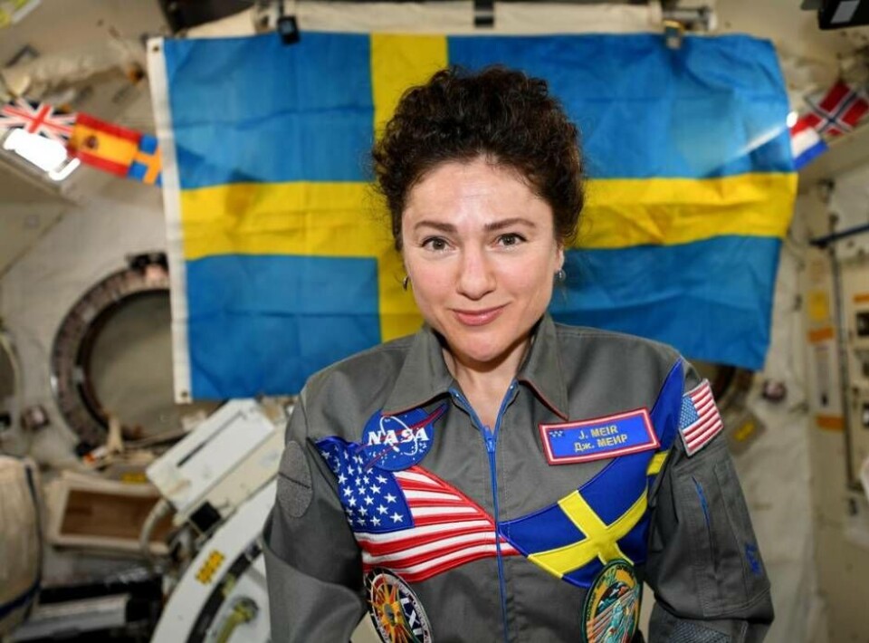 Jessica Meir ombord på den internationella rymdstationen. Nu kommer hon till Västerås, hennes mammas tidigare hemstad. Foto: NASA
