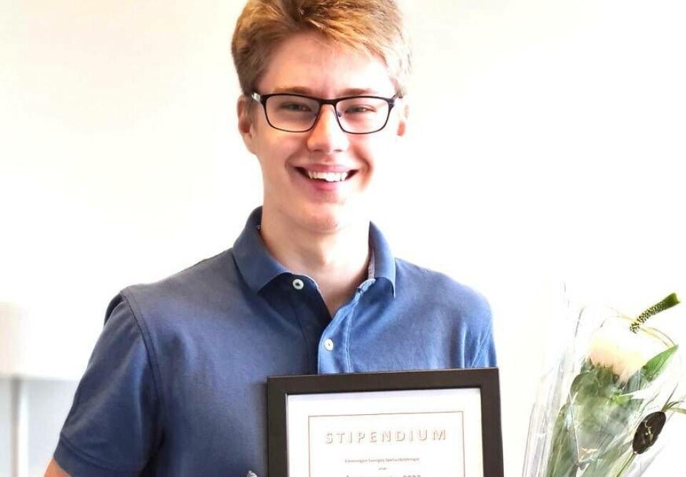 Prisad. William Johansson på ABB-gymnasiet i Västerås fick utmärkelsen ”Årets spetselev i Sverige” under onsdagen. Foto: ABB gymnasiet