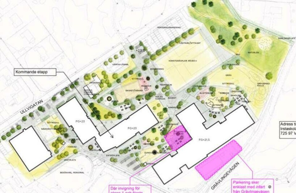 Illustrationsplan av nya Irstaskolan Foto: Archus