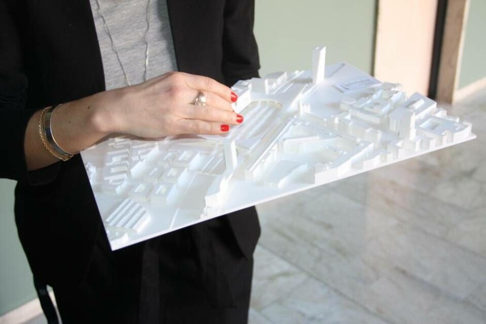 Nya, portabla, 3D-modellen för resecentrum, med lösa delar som kan bytas ut eftersom att planen förändras inför granskningen. Foto: Sofie Tejre