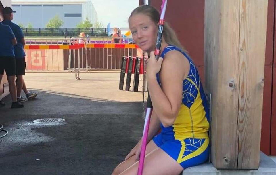 Sofi Flink efter sitt SM-silver i Uppsala fredags. Foto: Privat