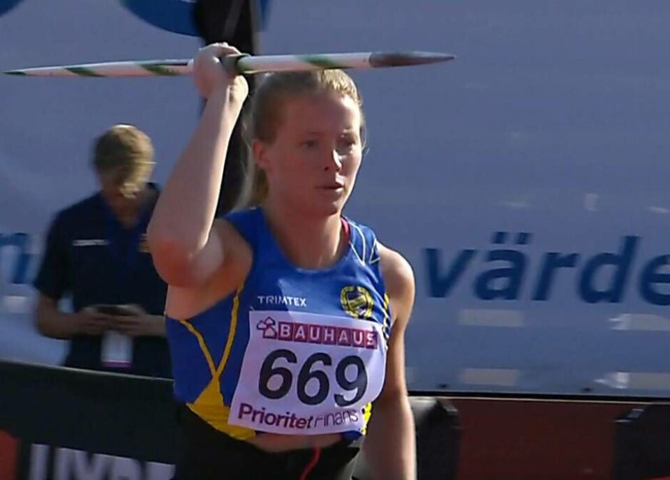 Sofi Flink tog silver med smak av guld när SM i friidrott inleddes i Uppsala på fredagen. Foto: SVT Play
