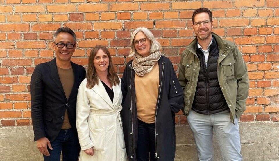 Stanley Wong, Svenska Dryckesmässor, Minny Källman, Svenska Dryckesmässor, Anna Ljunggren, Aros Congress Center AB och Tobias Hultberg, Aros Congress Center AB, gläds åt att Vin i Västerås är tillbaka i höst i ny tappning. Foto: Privat