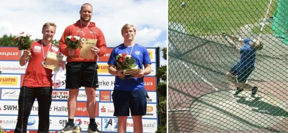 Leo Bystedt på pallen i Halle. Foto: Privat