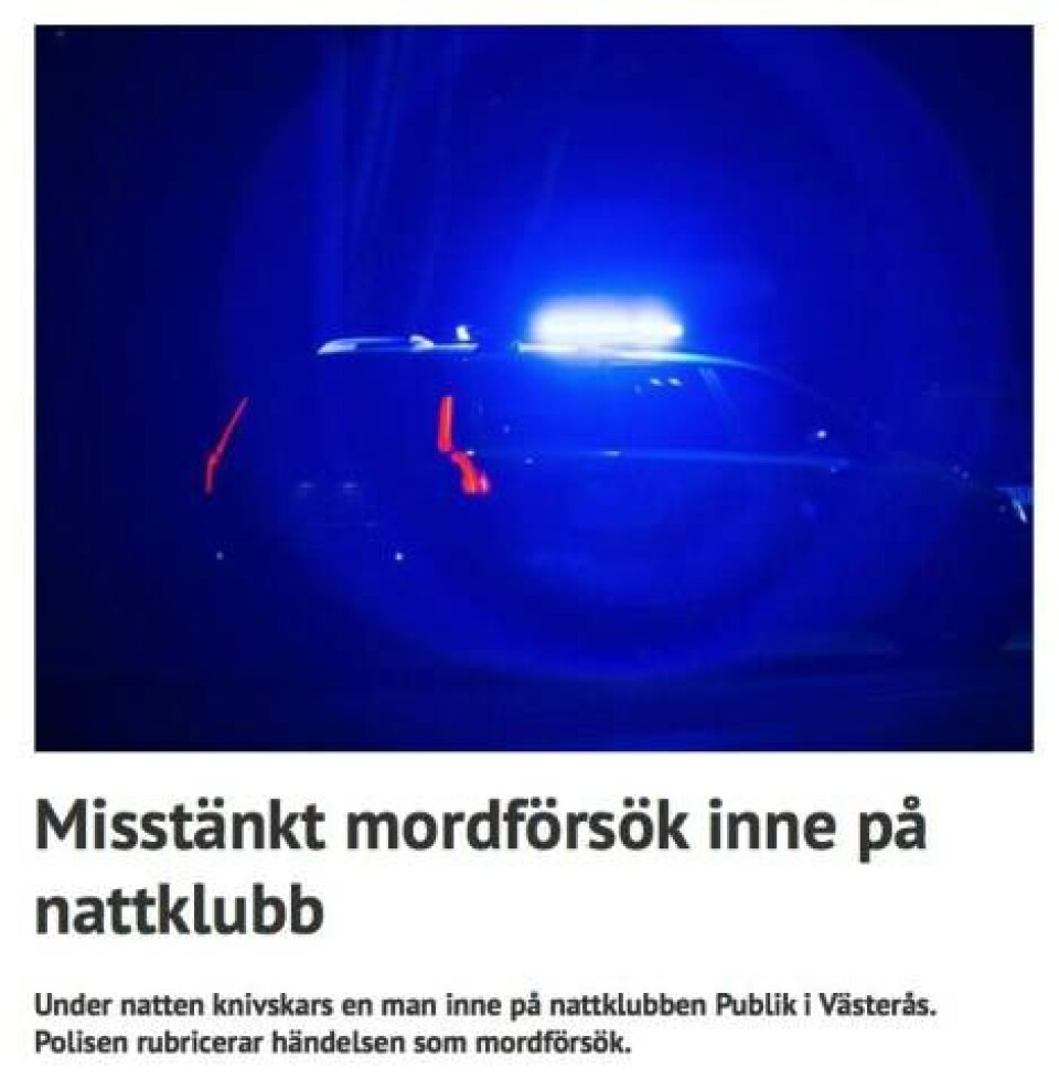 Foto: Skärmavbild Västerås Tidning