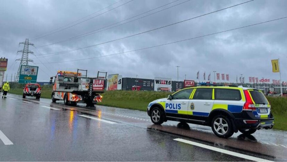 Olycksplatsen i höjd med Erikslund handelsområde. Foto: Avig Kazanjian