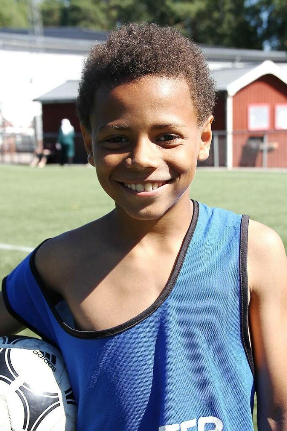 Gillar Vigge. Kevin Bobakar Filling, 10 år, gillar Vigge och Forsberg mest i Sverige, även om han tippade att England vinner med 3–1. Foto: Helena Andersson