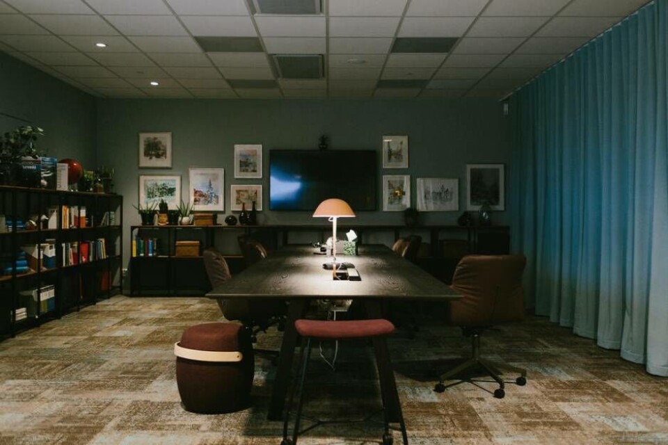 Olika teman. På kontoret finns flera rum med olika teman. Bland annat finns det ett biblioteksrum där man ska kunna sätta sig om man vill ha lugn och ro. Foto: Mimer Olika teman. På kontoret finns flera rum med olika teman. Bland annat finns det ett biblioteksrum där man ska kunna sätta sig om man vill ha lugn och ro. Foto: Mimer