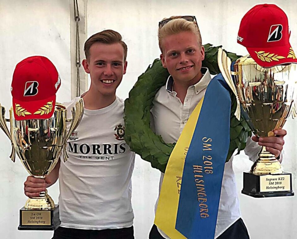 Det blev två medaljer till SMK Västerås när karting stod på SM-veckans program i Helsingborg. Silver i OK till Jesper Sjöberg och guld i KZ2 till Emil Skärås. Foto: Privat