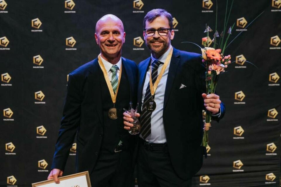 Anders Jackson och Lasse Bergman prisades som årets företagare vid guldstänk i våras. Foto: FOTOGRAF HENRIK MILL
