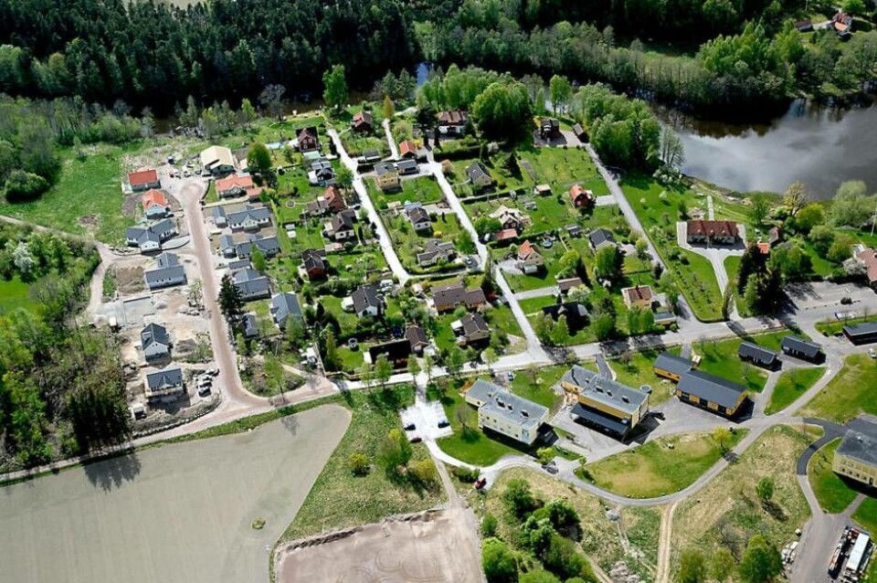 Upptaxeras. Flygfoto över området Herrevad i Kolbäck, taget för ett antal år sedan. Foto: Hallstahammars kommun