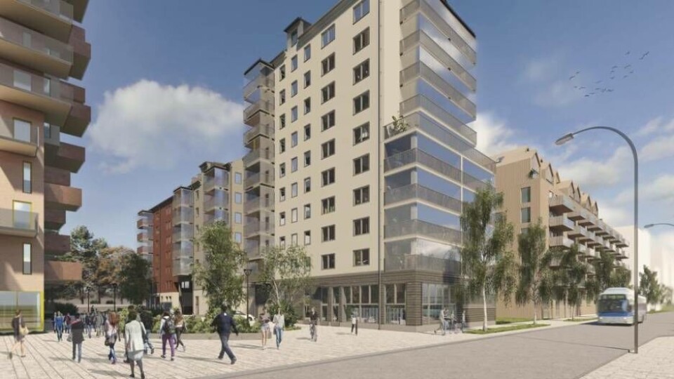I kvarteret Förseglet på Öster Mälarstrand byggs 183 lägenheter som beräknas vara klara i slutet av 2024. Foto: Mimer